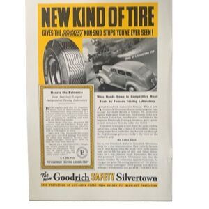 Vintage 1938 Goodrich Silvertown New Kind of Tire Ad Advertisement